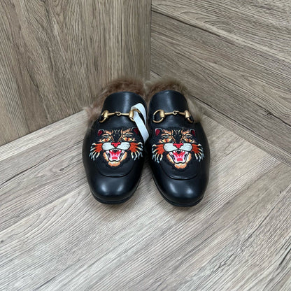 Gucci Black Casual Fur-lined Slide Slippers 0079