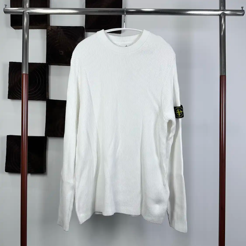 Stone Island White Knit Sweater for Men 0089