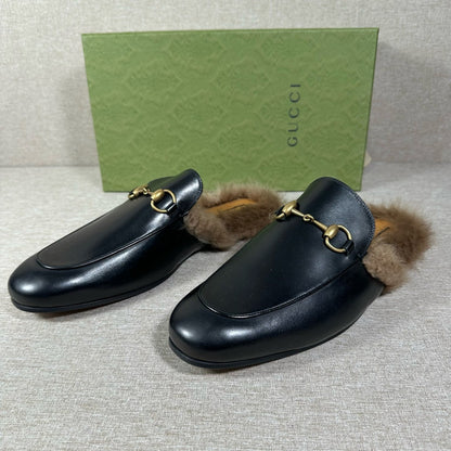 Gucci Black Lambskin Flat Mules for Men 0079