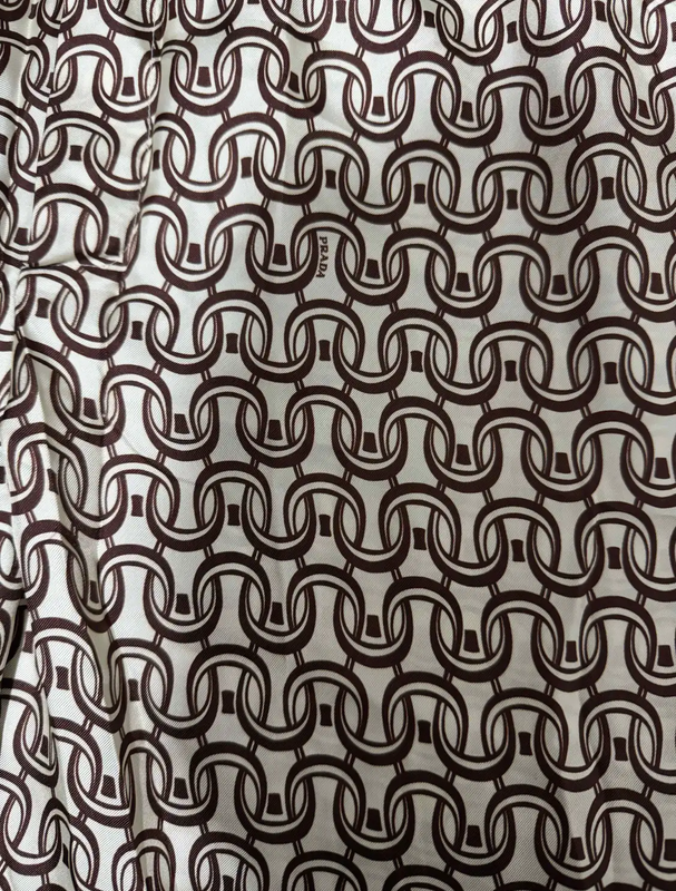 Prada White Silk Logo Print Casual Pants