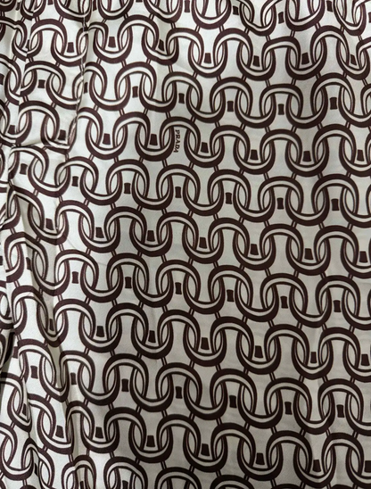 Prada White Silk Logo Print Casual Pants