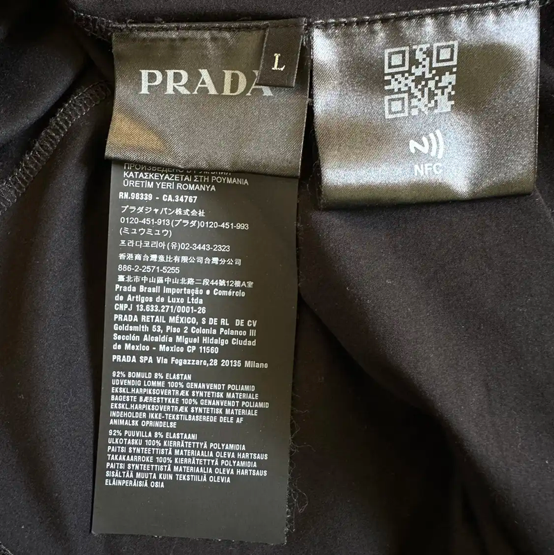Prada Black Cotton Blend Logo Men's T-Shirt