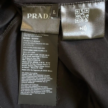 Prada Black Cotton Blend Logo Men's T-Shirt