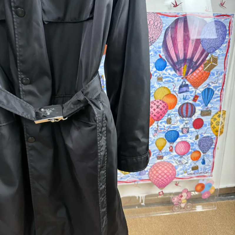 Prada Black Polyester Men's Outerwear Coat