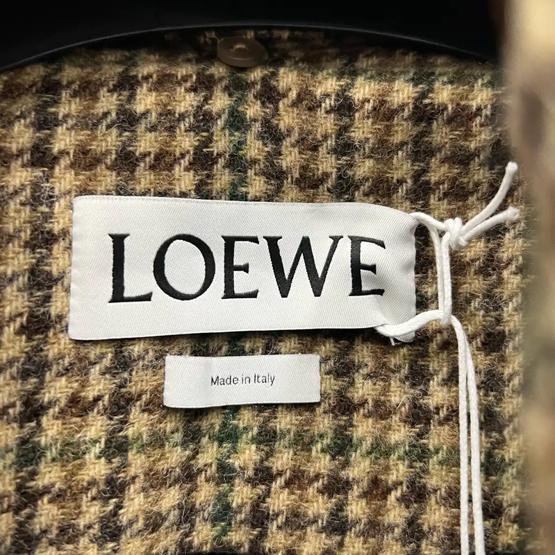 Loewe Brown Checkered Men's Trench Coat 0089