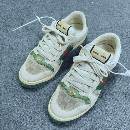 Gucci Screener Dirty Sneakers in Green and Beige 0079
