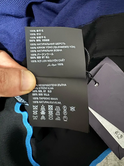 Prada Men's Navy Wool Knit Pullover with Logo