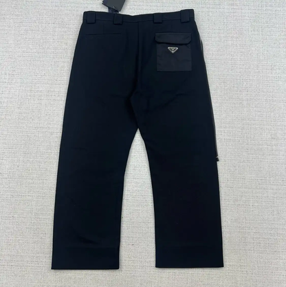 Prada Black Cotton Logo Casual Pants for Men
