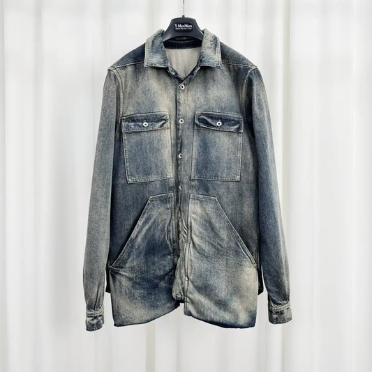 Rick Owens Blue Long Sleeve Cotton Jacket 0089