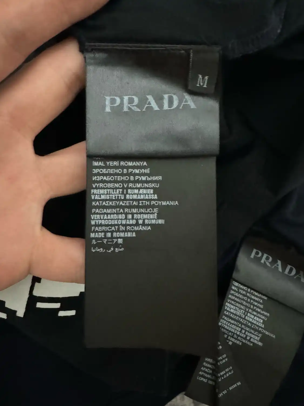 Prada Colorblock Embroidered Logo Long Sleeve T-shirt