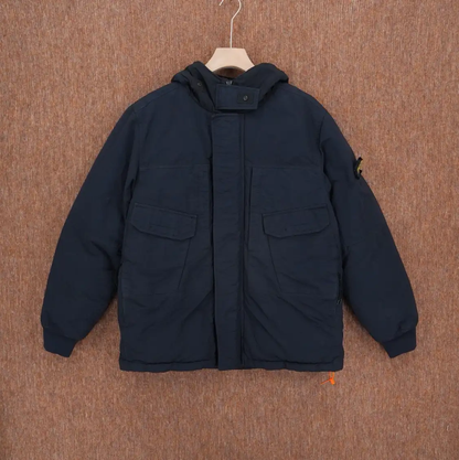 Stone Island Men's Black Embroidered Down Jacket 0089