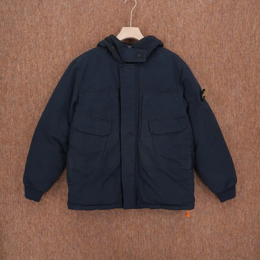 Stone Island Men's Black Embroidered Down Jacket 0089