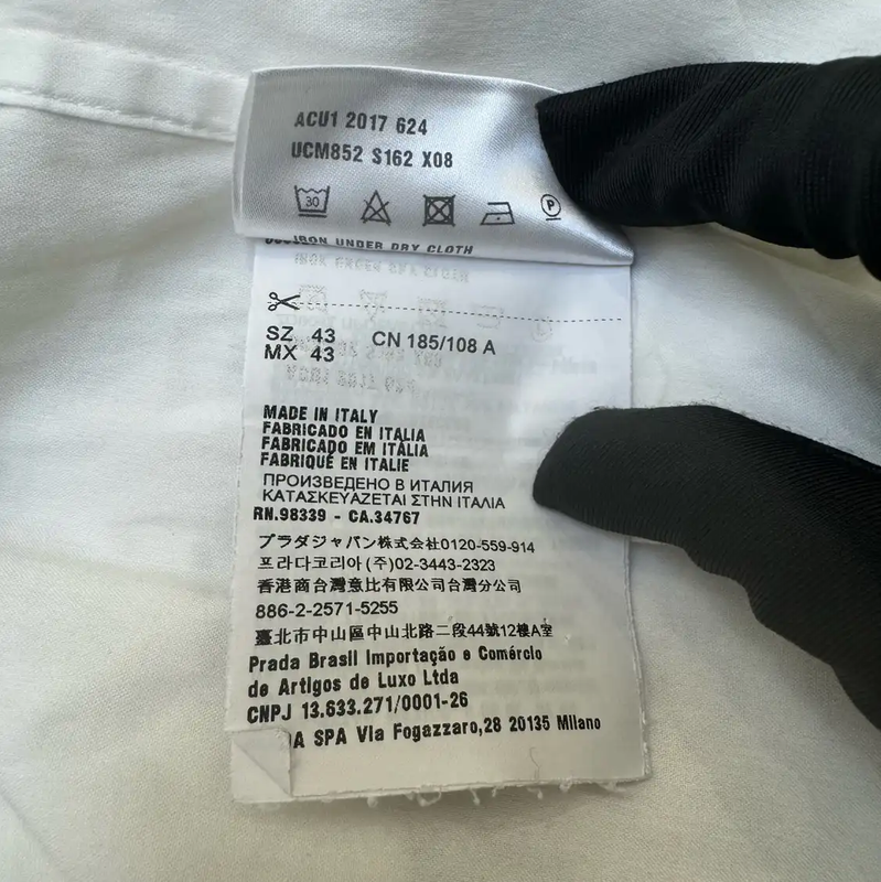 Prada Men's Long Sleeve White Cotton Shirt