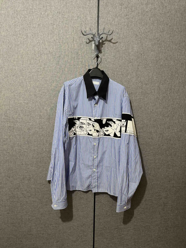 Prada Color Block Cotton Print Logo Shirt