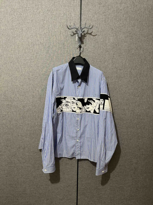 Prada Color Block Cotton Print Logo Shirt