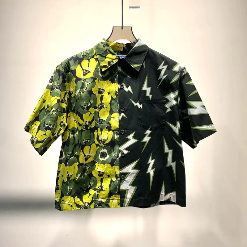Prada Men's Colorful Short Sleeve Shirt