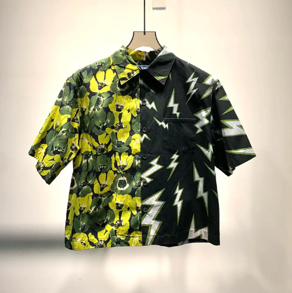 Prada Men's Colorful Short Sleeve Shirt