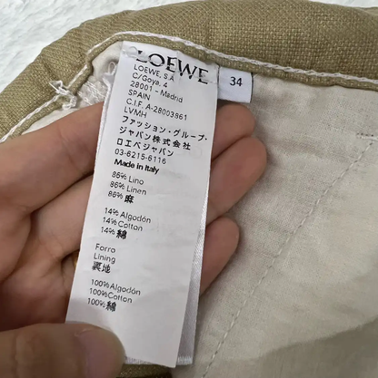 Loewe Casual Khaki Cotton Pants for Men 0089