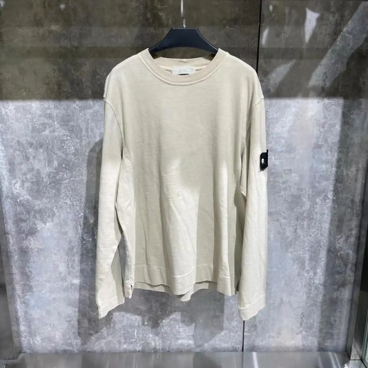 Stone Island White Cotton Long Sleeve Sweatshirt 0089