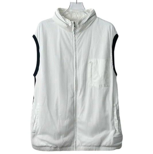 Prada Men's Sleeveless White Cotton Blend Jacket