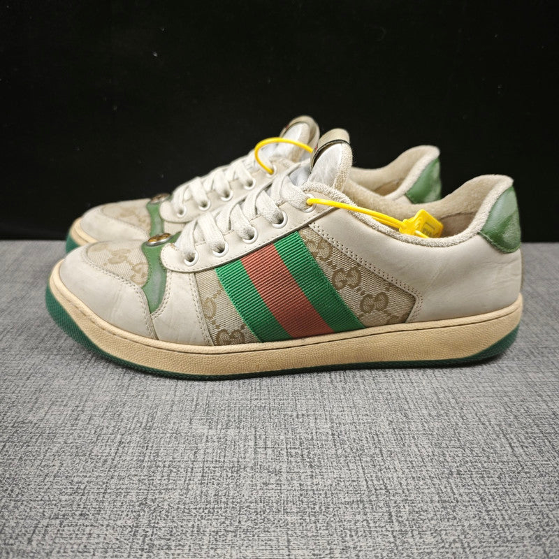 Gucci Screener Distressed Sneakers in Green 0079