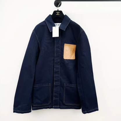 Loewe Men's Navy Long Sleeve Cotton Coat 0089