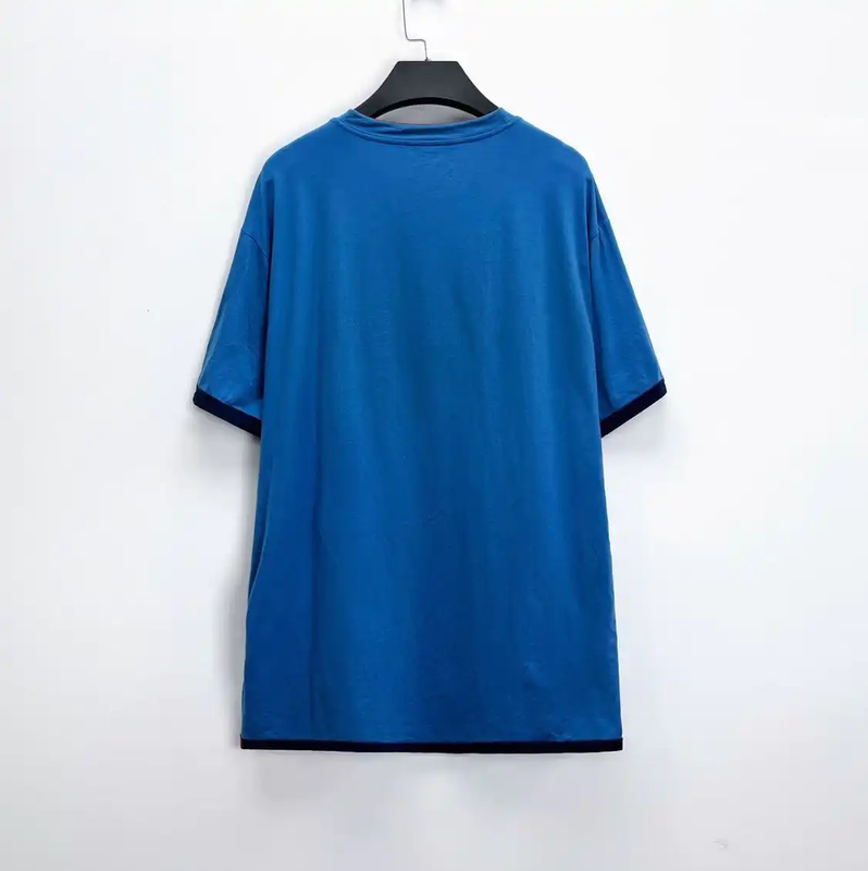 Prada Blue Cotton Logo Short Sleeve T-Shirt
