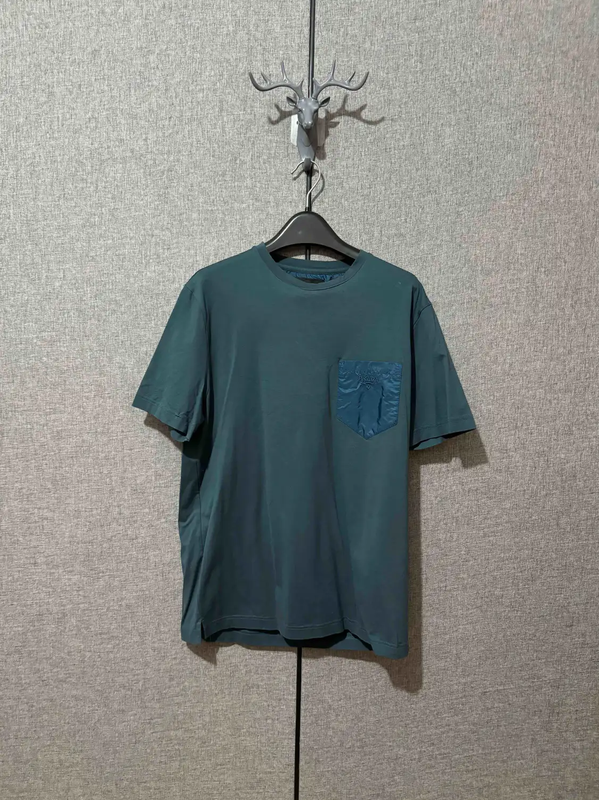 Prada Men's Dark Blue Cotton Logo T-Shirt