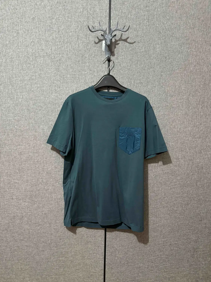 Prada Men's Dark Blue Cotton Logo T-Shirt