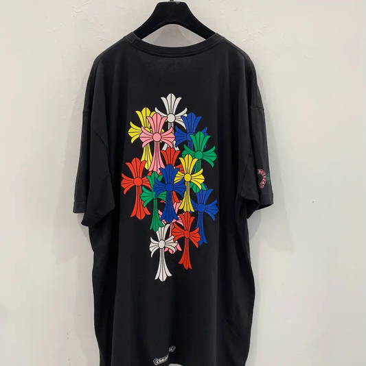 Chrome Hearts Black Cotton T-Shirt with Floral Design 0089