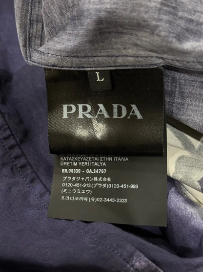 Prada Navy Floral Pattern Short Sleeve Shirt