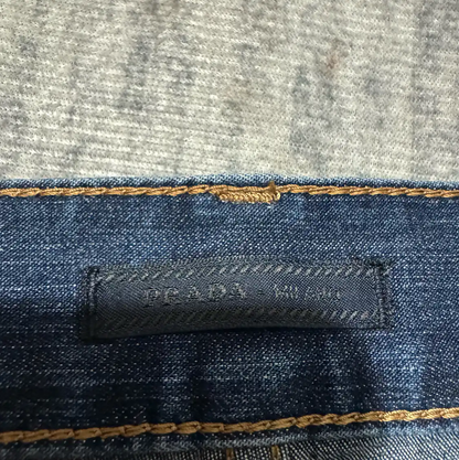 Prada Men's Blue Cotton Logo-Embroidered Casual Pants