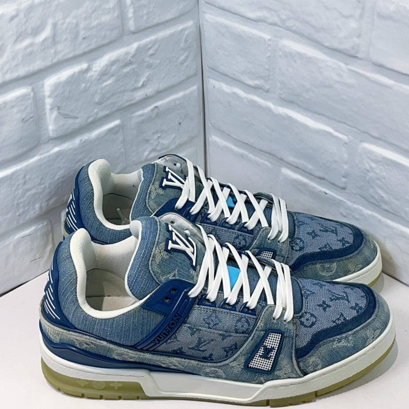 Louis Vuitton Blue Denim Low-Top Fashion Sneakers 0079