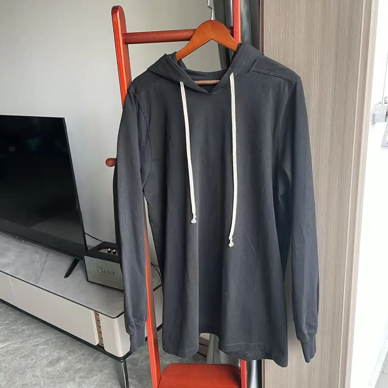 Rick Owens Black Cotton Men's Hoodie 0089