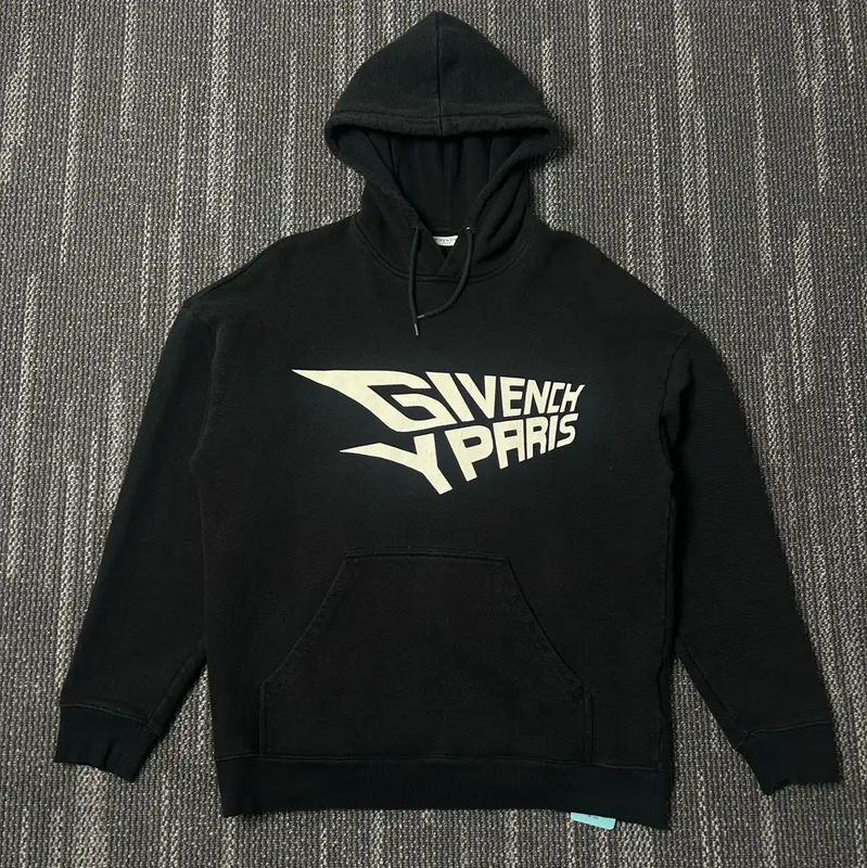 Givenchy Black Cotton Printed Hoodie for Men 0089