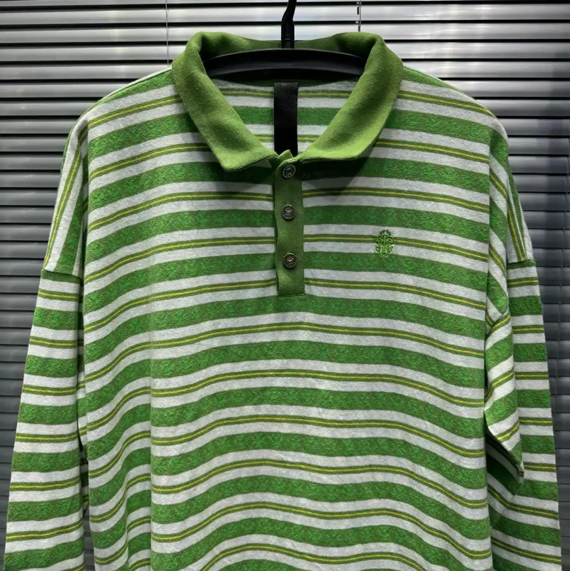 Chrome Hearts Long Sleeve Striped Polo Shirt 0089