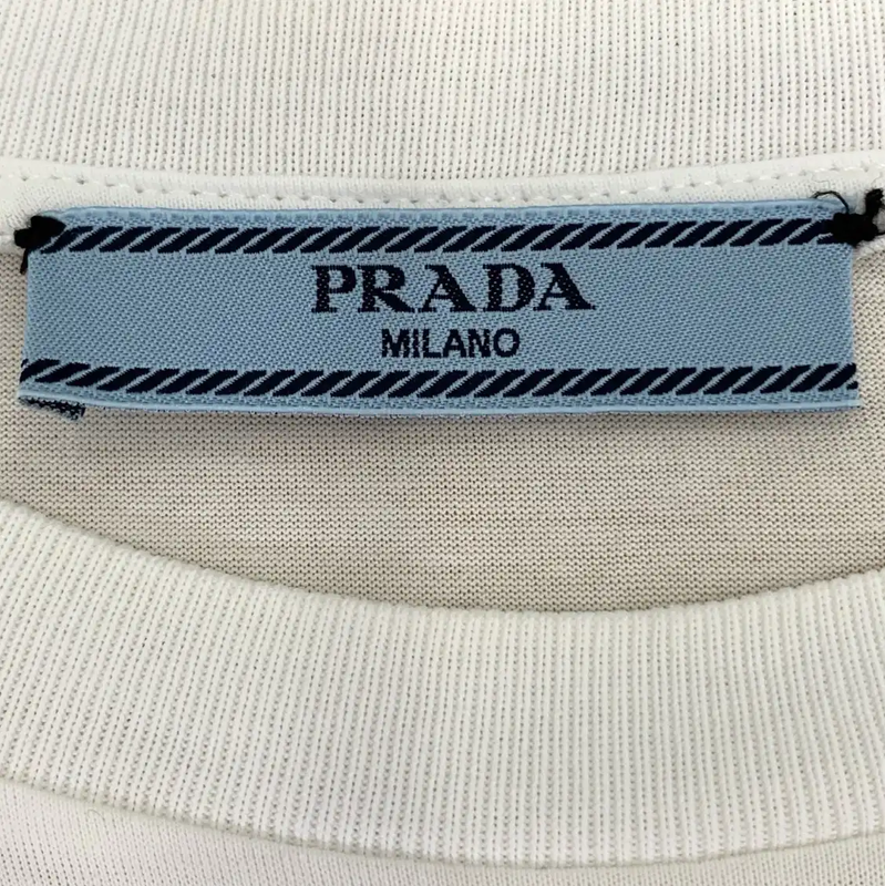 Prada Men's White Cotton T-Shirt with Pocket