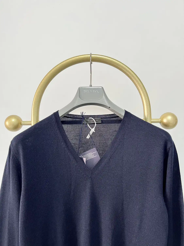 Prada Men's XXL Deep Blue Wool Sweater