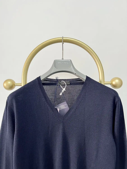 Prada Men's XXL Deep Blue Wool Sweater