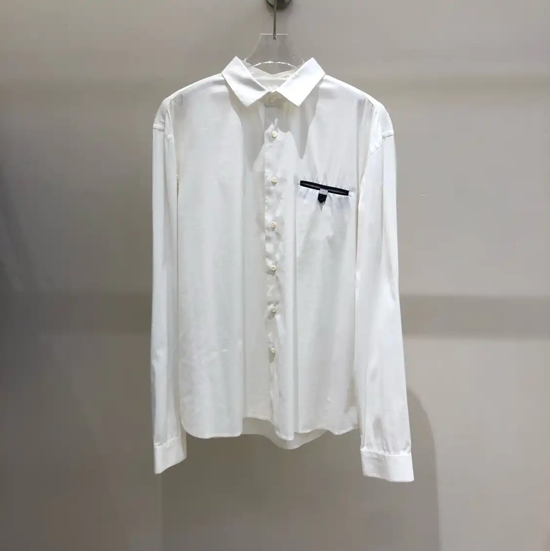 Prada Men's Long Sleeve White Cotton Shirt