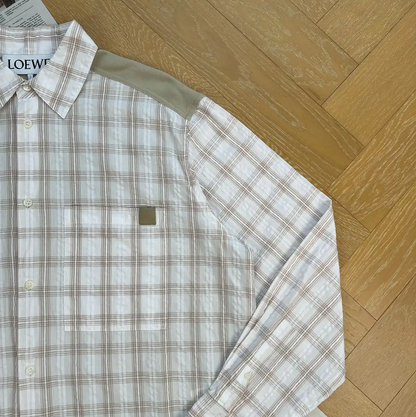 Loewe Men's White Checkered Long Sleeve Shirt 0089