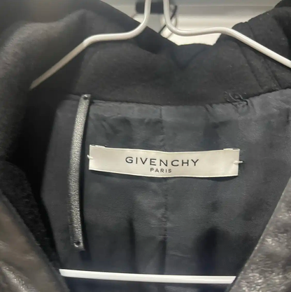 Givenchy Black Leather Men's Jacket with Hoodie 0089