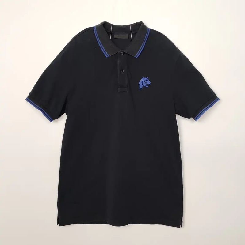 Prada Men's Black Cotton Polo Shirt