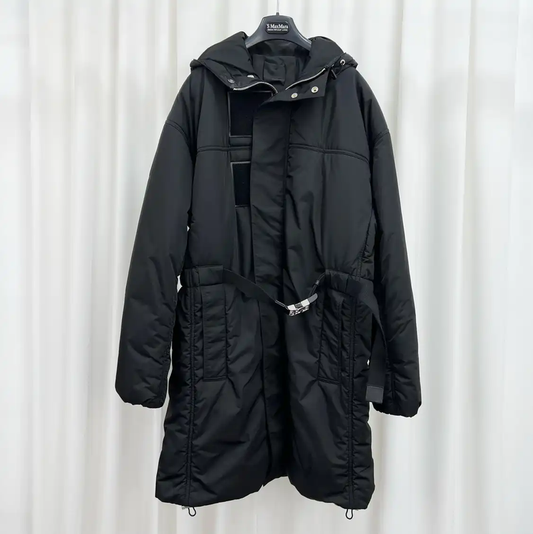 Givenchy Black Embroidered Logo Long Down Jacket 0089