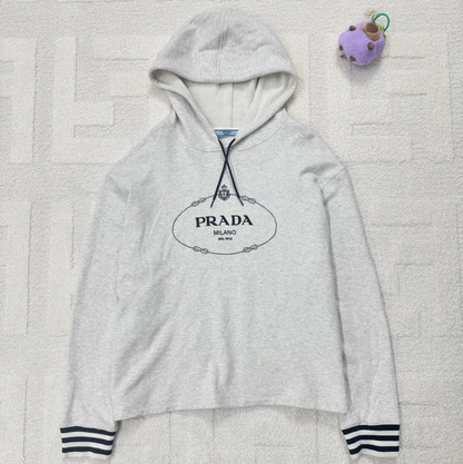 Prada Gray Men's Hoodie with Logo