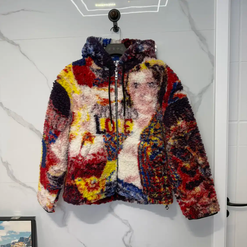 Loewe Red Wool Print Long Sleeve Jacket 0089