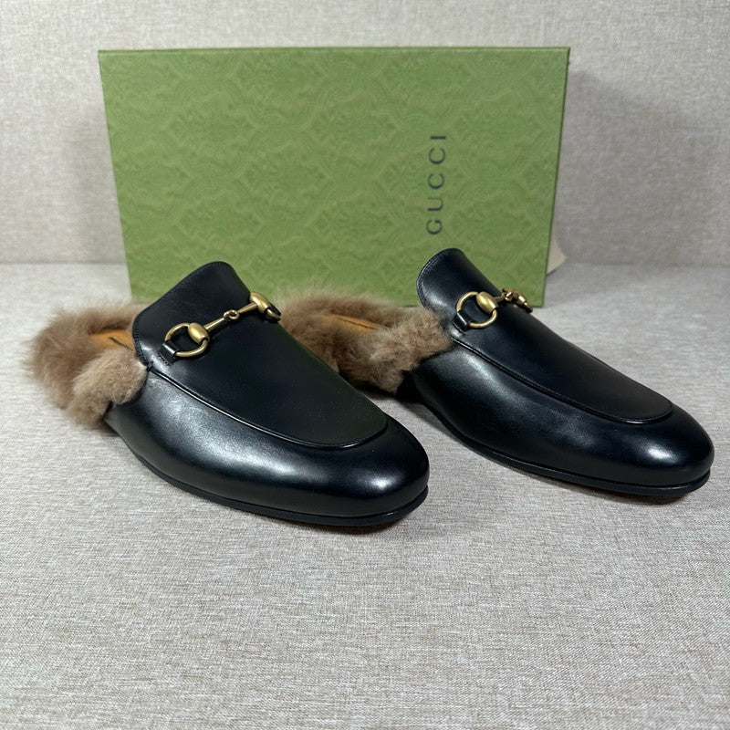 Gucci Black Lambskin Flat Mules for Men 0079