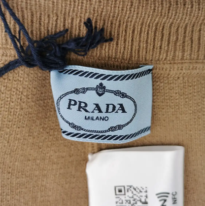 Prada Khaki Cashmere Logo Casual Pants