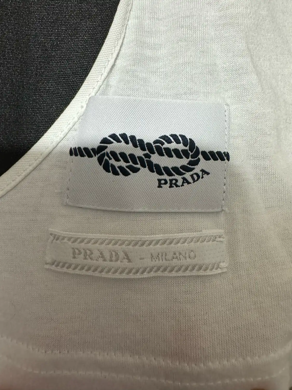 Prada Men's White Embroidered Logo T-Shirt