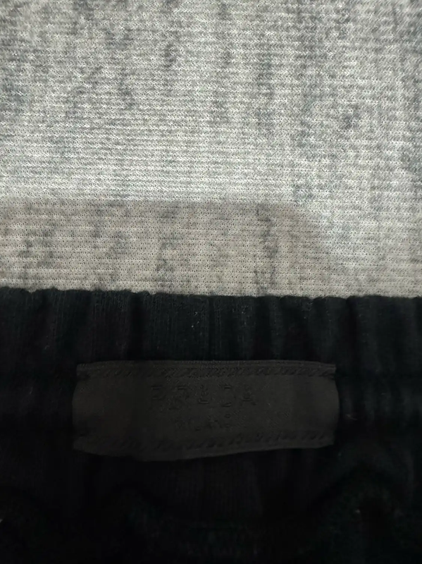 Prada Black Cotton Logo Embroidered Casual Pants